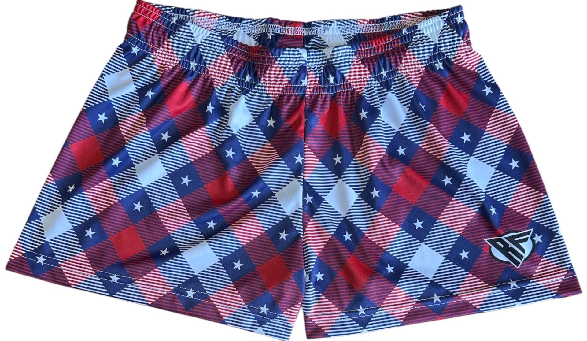 RF Wear Women's Patriotic Plaid Shorts - Red/White/Blue