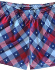 RF Wear Women's Patriotic Plaid Shorts - Red/White/Blue
