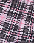 Close-up of RF-Wear Women's Tartan Plaid Shorts in Black/Pink