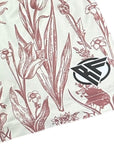 Close-up of RF-Wear Womens Porcelain Shorts in Rose/Cream with RF logo