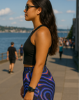 RF Wear Women's Psychedelic Shorts - Black/Multicolor - Model Side View