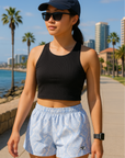 RF Wear Women's Snakeskin Shorts - Baby Blue - Model Front View