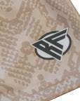 Close-up of RF-Wear Women's Snakeskin Shorts in Tan with RF logo