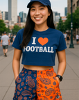 RF Wear Women's Split Paisley Pocket Shorts Navy/Orange - Model Front View