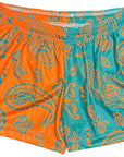 RF Wear Women's Split Paisley Shorts - Aqua/Orange