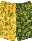 RF-Wear Women's Split Paisley Shorts in Gold/Green