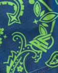 RF-Wear Women's Split Paisley Shorts - Lime-Green/Navy