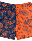 RF-Wear Women's Split Paisley Shorts in Navy/Orange