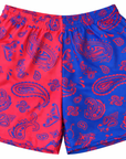 RF-Wear Women's Split Paisley Shorts in Red/Blue