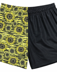RF-Wear Women's Split Sunflower Shorts in Black/Yellow