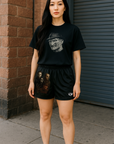 RF Wear Women's Squad Horror Shorts - Black - Model Front View