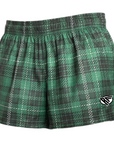RF Wear Women's Tartan Plaid Pocket Shorts - Green - Close Up