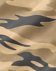 Close-up of RF-Wear Women's Tiger Camo Shorts in Tan