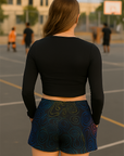 RF Wear Women's Topography Pocket Shorts - Black/Multicolor - Model Back View