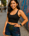 RF Wear Women's Topography Shorts - Black/Multicolor - Model Front View