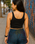 RF Wear Women's Topography Shorts - Black/Multicolor - Model Back View