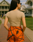 RF Wear Women's Tree Camo Pocket Shorts - Orange - Model Back View
