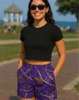 RF Wear Women's Tree Camo Pocket Shorts - Purple - Model Front View
