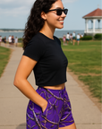 RF Wear Women's Tree Camo Pocket Shorts - Purple - Model Side View