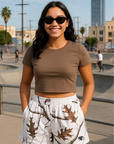 RF Wear Women's Tree Camo Pocket Shorts - Snow - Model Front View