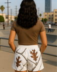 RF Wear Women's Tree Camo Pocket Shorts - Snow - Model Front View