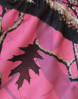 Close-up of RF-Wear Women's Tree Camo Shorts in Pink