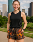 RF Wear Women's Tree Camo Pocket Shorts - Sunset - Model Front View