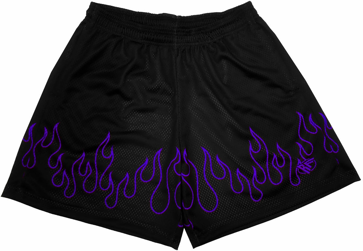 RF Mesh Flame Shorts - Purple/Black