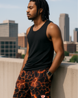 RF Wear Men's Mesh Lava Shorts - Black/Orange - Model Front View