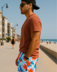 RF Wear Mesh Patriotic Tie Dye Shorts - Red/White/Blue - Model Side View