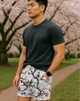 RF Wear Men's Mesh Blossom Shorts - White/Burgundy - Model Side View