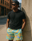 RF Wear Men's Mesh Holographic Shorts - Multicolor - Model Front View
