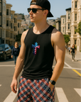 RF Wear Men's Patriotic Plaid Red/White/Blue - Model Front View