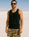 RF Wear Men's Mesh Tiger Camo Shorts - Tan - Model Front View