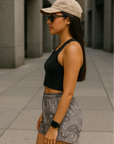 RF Wear Women's Desert Camo Shorts - Grey - Model Side View