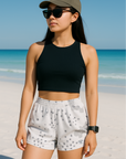 RF Wear Women's Desert Camo Shorts - White/Grey - Model Front View