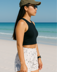 RF Wear Women's Desert Camo Shorts - White/Grey - Model Side View