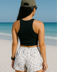 RF Wear Women's Desert Camo Shorts - White/Grey - Model Back View