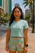 RF Wear Women's Flowy Crop T-Shirt - Mint - Model Front View
