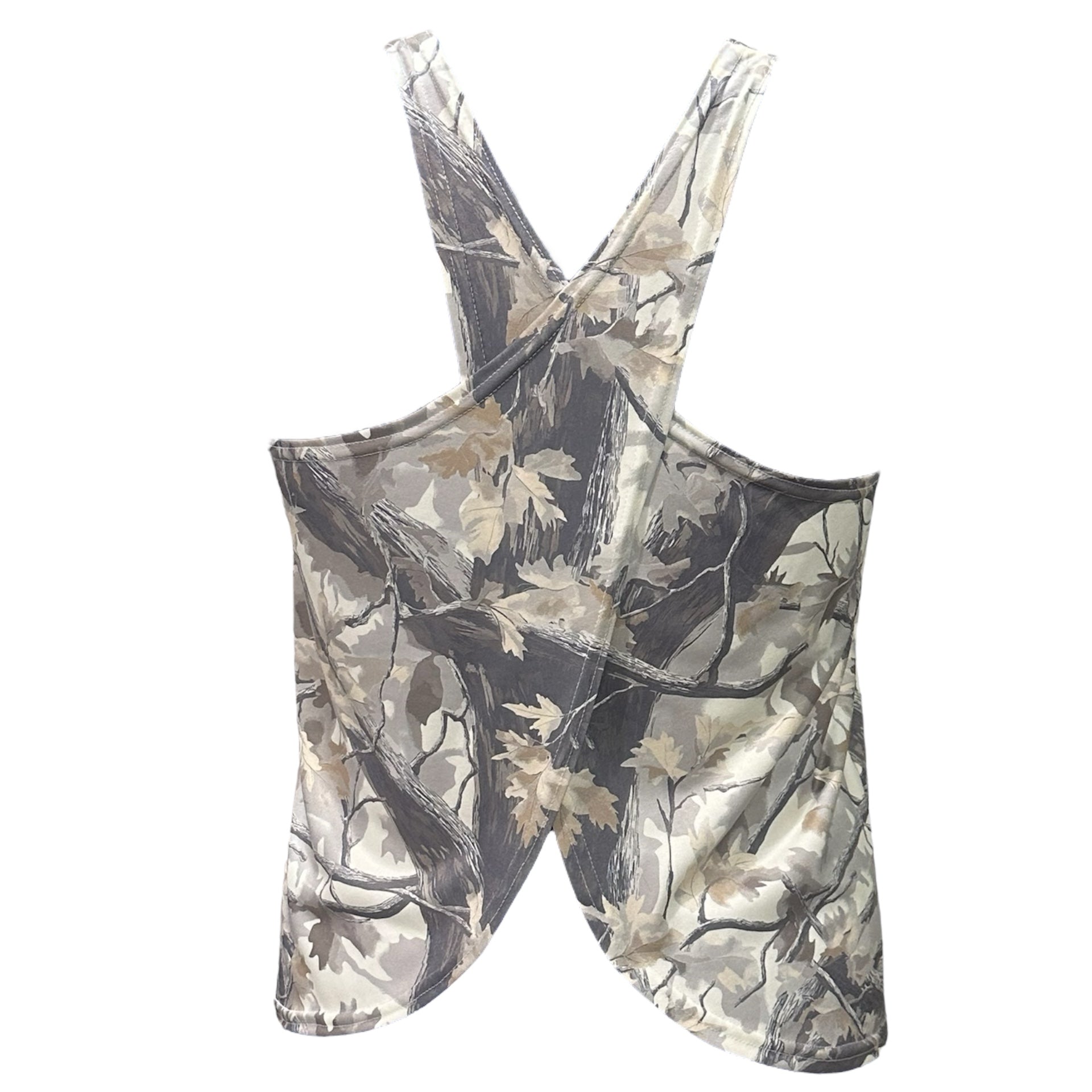 RF Wear Women's Lightweight Crossed-Back Top - Tree Camo - Cream/Grey - Back Side