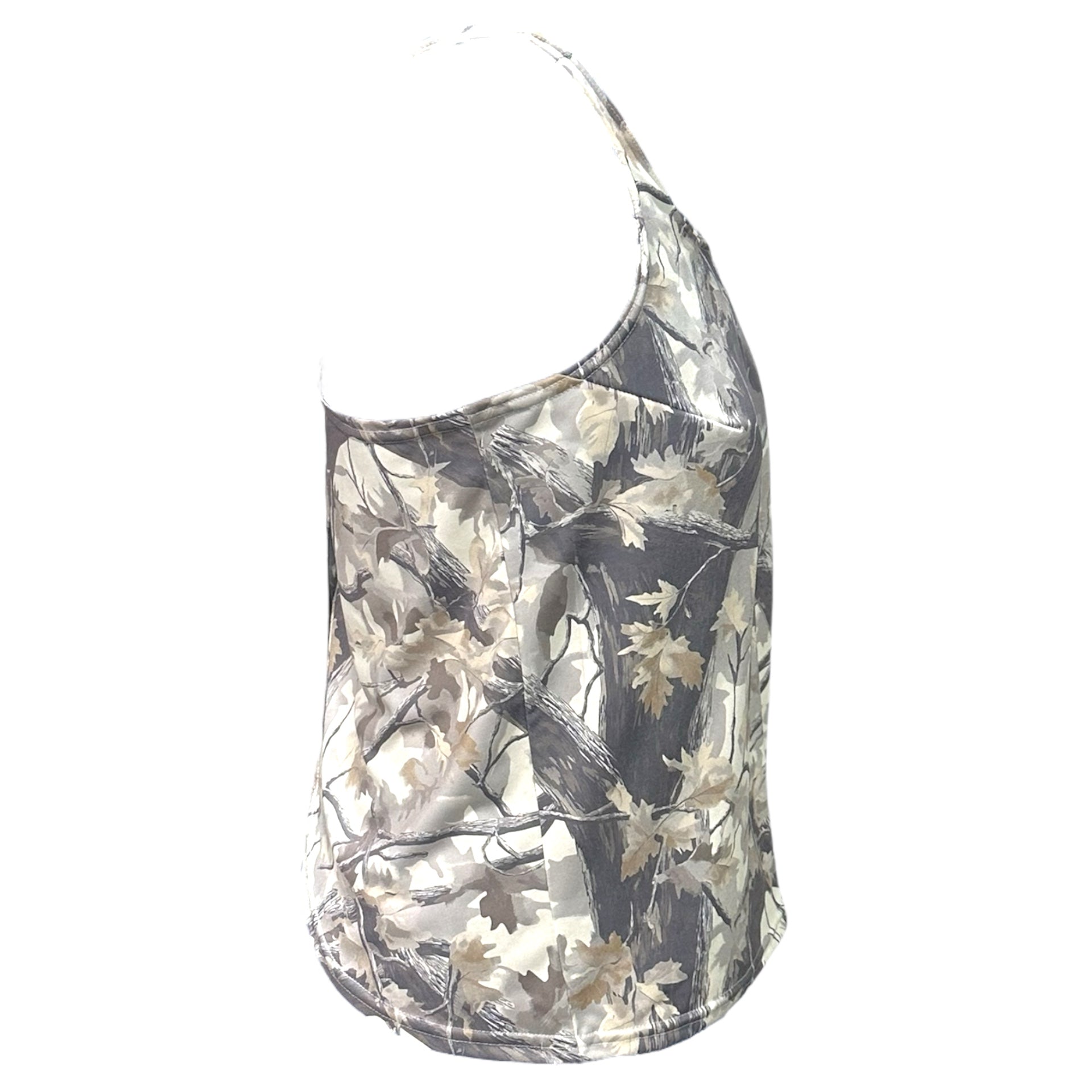RF Wear Women's Lightweight Crossed-Back Top - Tree Camo - Cream/Grey - Side View