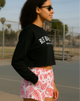 RF Wear Women's Paisley Pocket Shorts - White/Red - Model Side View