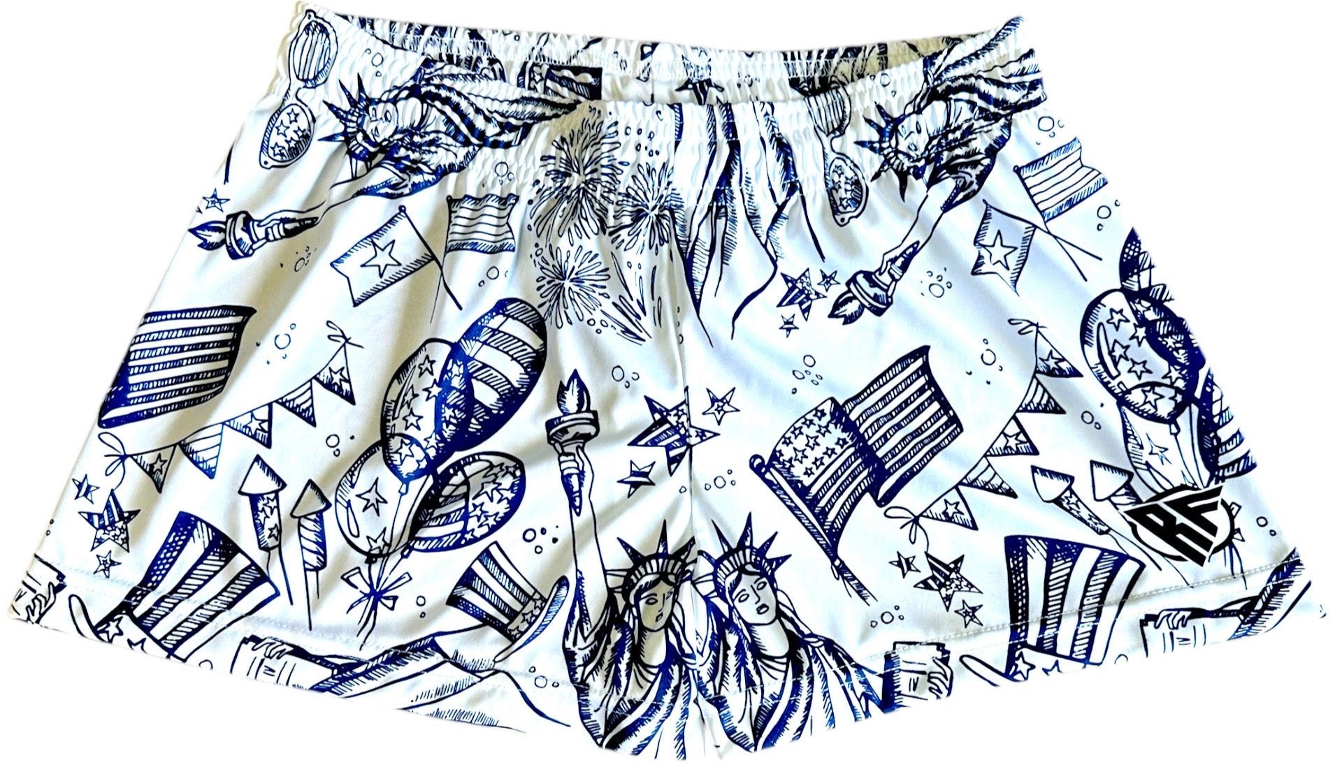 RF Wear Women's Patriotic Porcelain Shorts - white/ blue