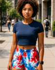 RF Wear Patriotic Tie Dye Shorts - Red/White/Blue - Model Front View