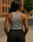RF Wear Women's Pocket Solid Color Shorts - Black- Model Back View