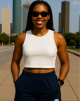 RF Wear Women's Pocket Solid Color Shorts - Navy Blue - Model Front View