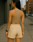 RF Wear Women's Topography Shorts - Cream/Tan - Model Back View