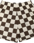 RF-Wear Men's Mesh Checkered Shorts in Mocha/Cream
