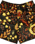 RF-Wear Men's Mesh Floral Shorts in Black/Orange/Yellow