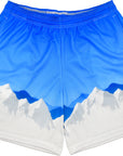 RF-Wear Men's Mesh Mountain Skyline Shorts in Blue/White
